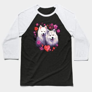 Samoyed Couple Valentine Baseball T-Shirt